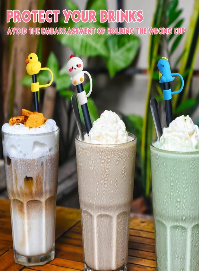 Oiuros 6Pcs Straw Covers Cap, Cute Animals Silicone Straw Toppers Compatible with Stanley Cup, Drinking Straw Caps for 0.4 Inch/10 mm Straw Tips - Image 5