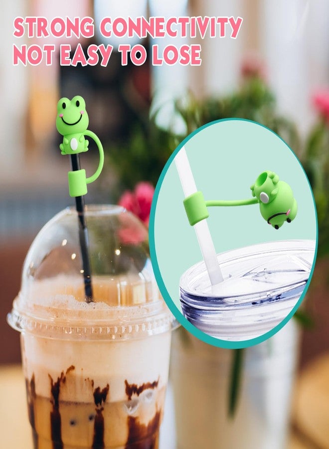 Oiuros 6Pcs Straw Covers Cap, Cute Animals Silicone Straw Toppers Compatible with Stanley Cup, Drinking Straw Caps for 0.4 Inch/10 mm Straw Tips - Image 4