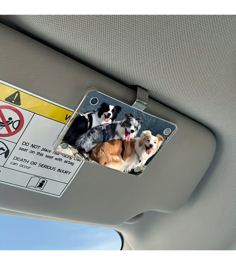 Magnetic Transparent Acrylic Car Sun Visor Photo Clip Holder For Couple Pet Souvenir Gift - Image 3