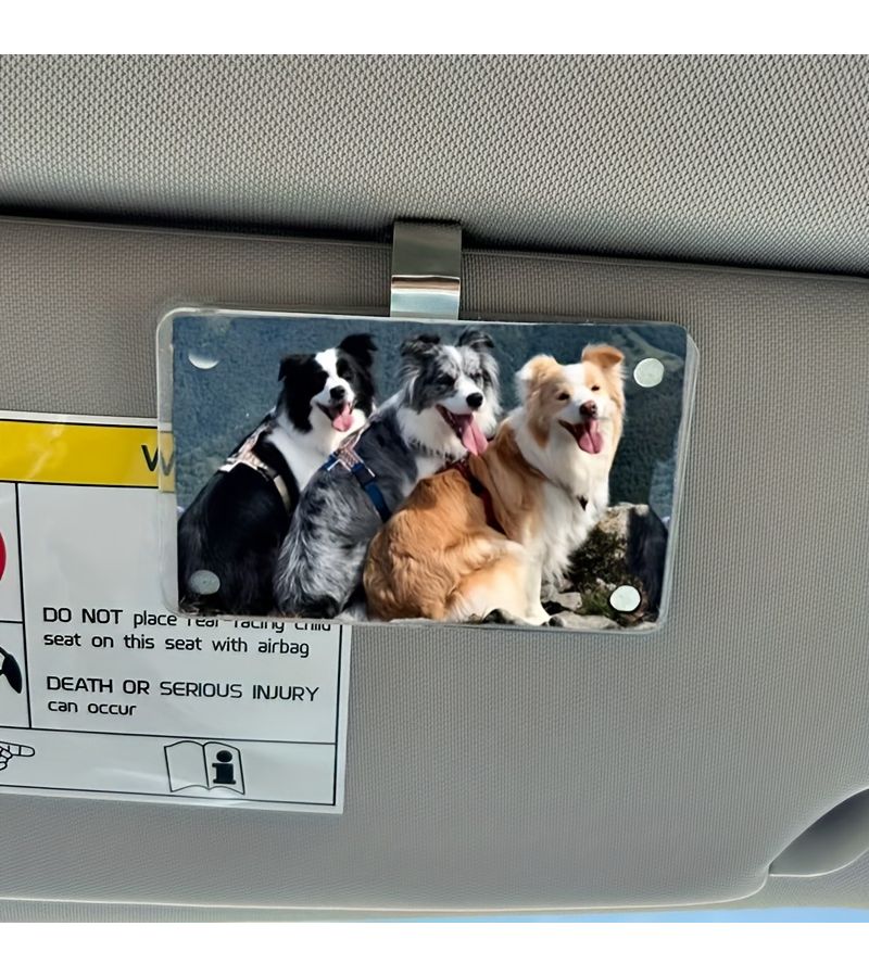 Magnetic Transparent Acrylic Car Sun Visor Photo Clip Holder For Couple Pet Souvenir Gift - Image 5