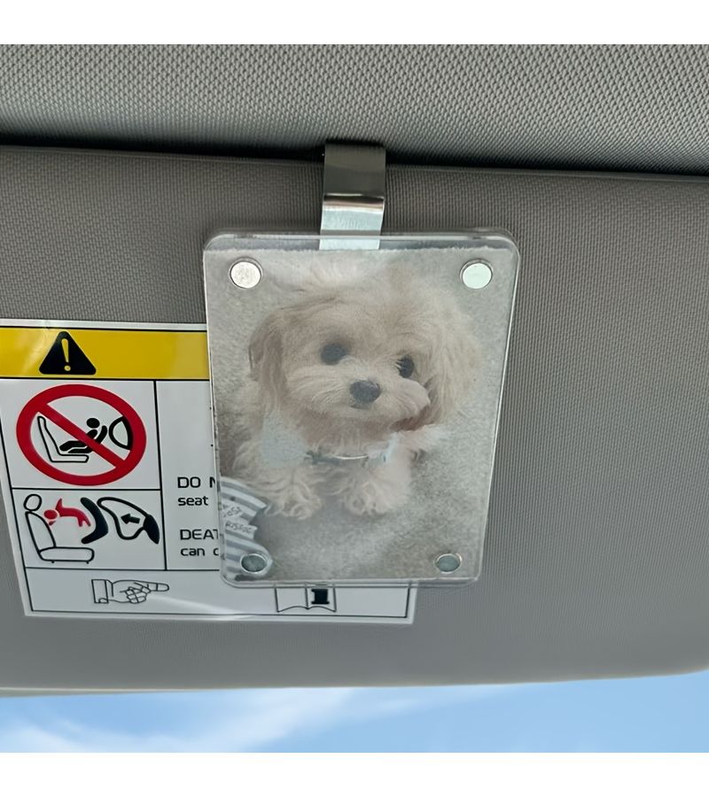 Magnetic Transparent Acrylic Car Sun Visor Photo Clip Holder For Couple Pet Souvenir Gift - Image 4