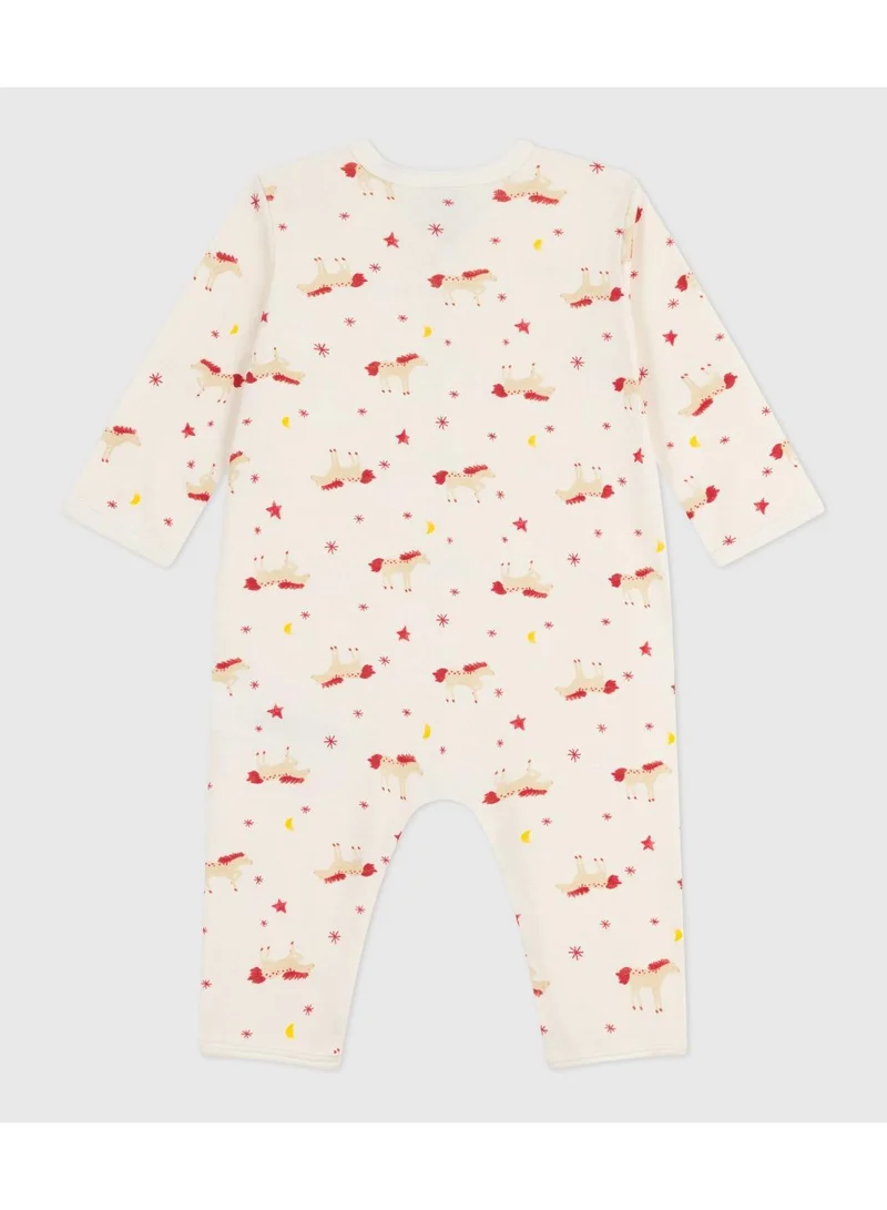 Petit Bateau Babies' horse-print cotton footless pyjama suit