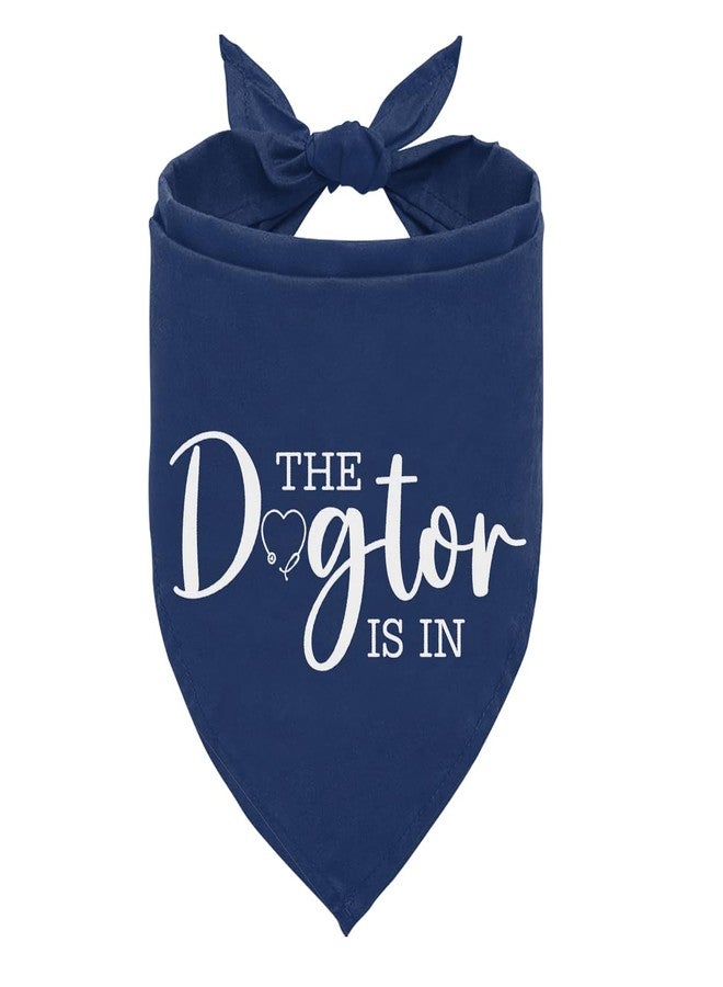 ZPPRJF The Dogtor is in Dog Bandana, Funny Cute Therapy Dog Bandana, for Dogs Lovers, Pet Scarf Accessories for Small Medium Dogs Cats Photo Prop, Dark Blue Pet Triangle Scarf - Image 1