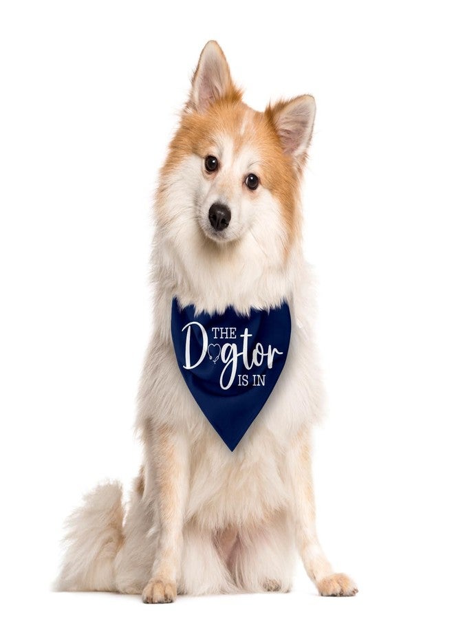 ZPPRJF The Dogtor is in Dog Bandana, Funny Cute Therapy Dog Bandana, for Dogs Lovers, Pet Scarf Accessories for Small Medium Dogs Cats Photo Prop, Dark Blue Pet Triangle Scarf - Image 2