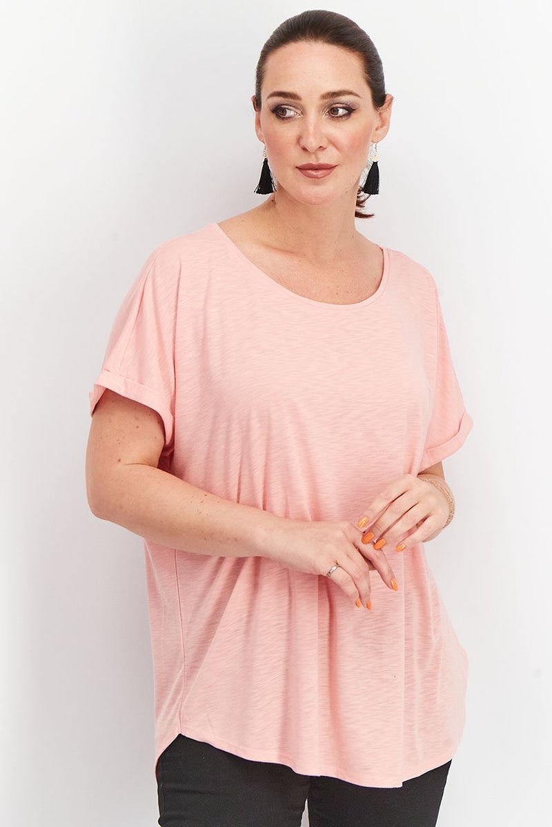 Tchibo تي شيرت تدريب قصير الأكمام للنساء، وردي - Image 1