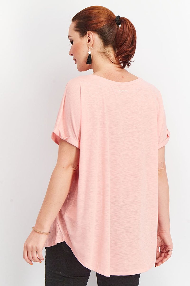 Tchibo تي شيرت تدريب قصير الأكمام للنساء، وردي - Image 3