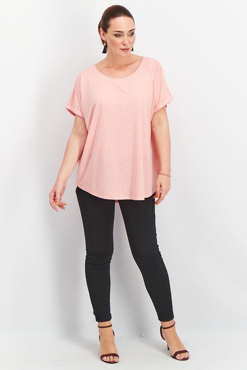 Tchibo تي شيرت تدريب قصير الأكمام للنساء، وردي - Image 2