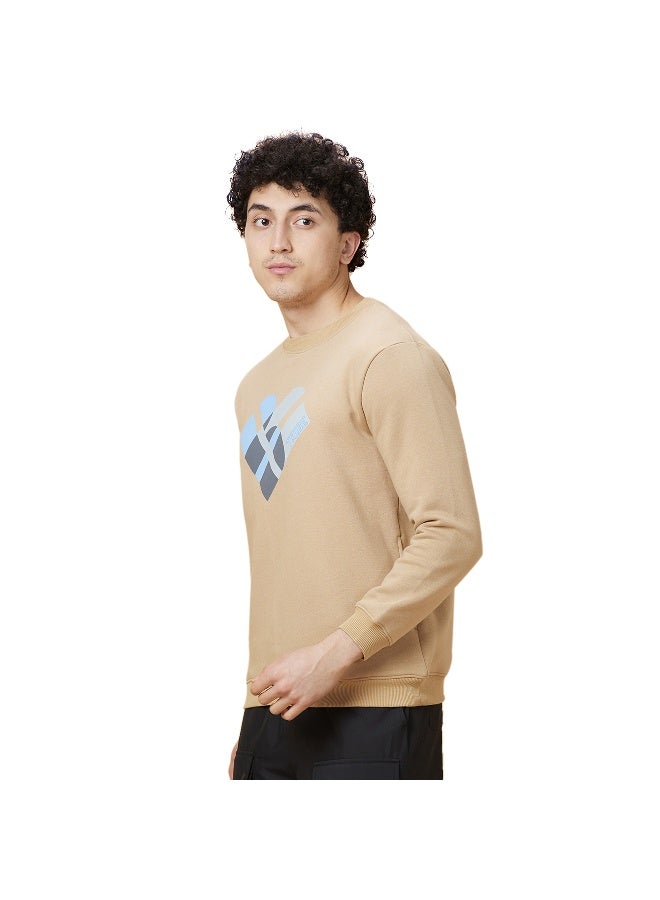 Being Human سويت شيرت رجالي بيج بياقة دائرية وأكمام طويلة - Image 4