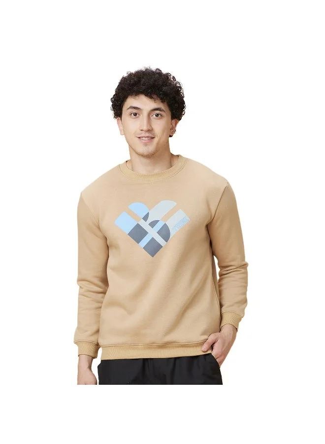 بيينغ هيومان Mens Beige Round Neck Long Sleeve Sweatshirt