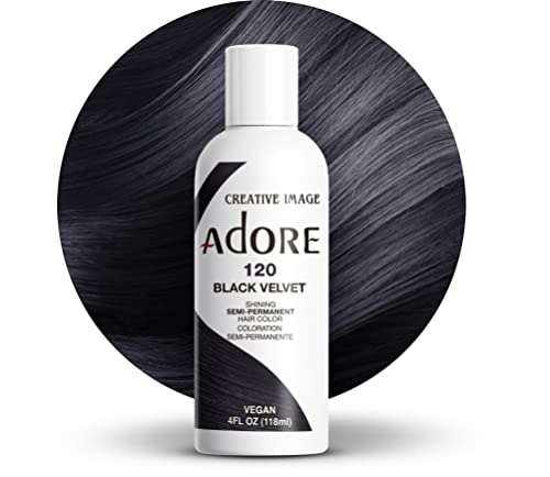 Adore Semi Permanent Hair Color - Vegan and Cruelty-Free Black Hair Dye - 4 Fl Oz - 120 Black Velvet (Pack of 1) - Image 1
