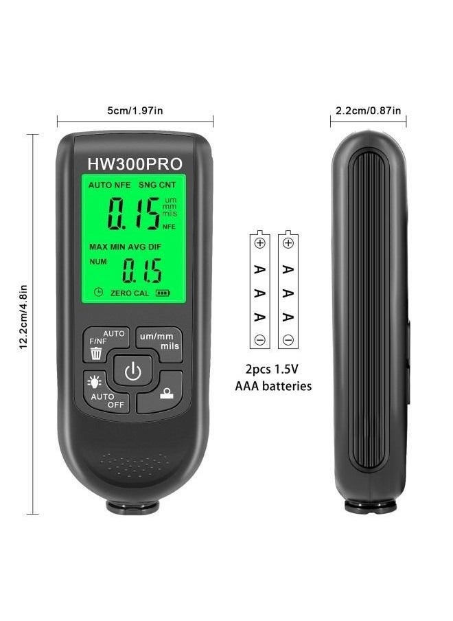 Generic HW-300PRO Automotive Coating Thickness Gauge - Automatic 0-2000μm Fe/NFe Paint Film Tester with Manual Calibration - Durable Tool for Car Repair, Used Car Inspection & Detailing  - Image 5
