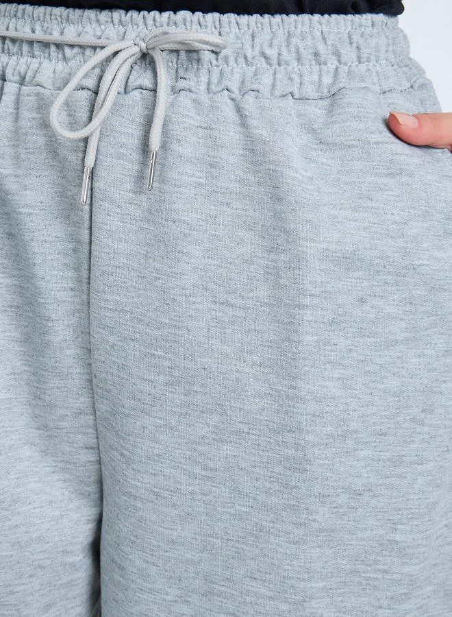 Styli Grey Wide Leg Drawstring Waist Joggers