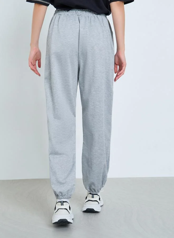 Styli Grey Wide Leg Drawstring Waist Joggers