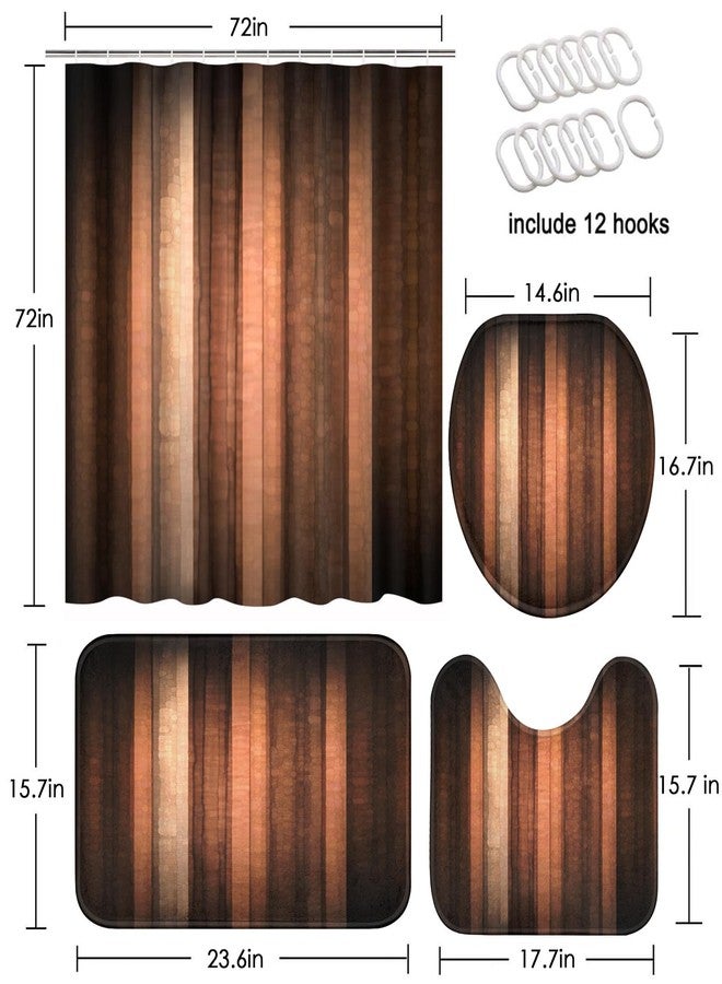 ArtSocket Orange Copper Pale Peach Bathroom Set with Shower Curtain and Rugs Accessories, Abstract Fall Warm Artistic Bright Retro Vintage Shower Curtain for Bathroom Decor 4 Pcs - Image 5