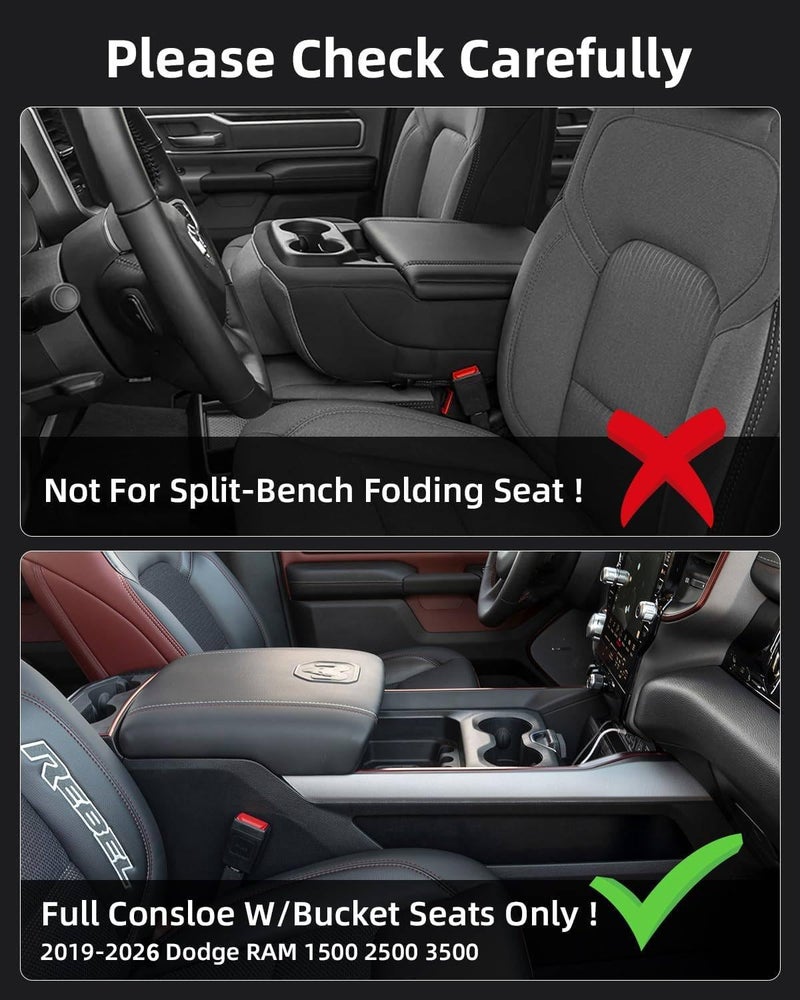 LANGBEAN Center Console Organizer for 5th Gen 2026 2025-2019 Ram 1500 2500 3500(Full Console w/Bucket Seats Only), ABS Storage Box, Middle Console Tray Organizer, Insert Container Pallet-Red - Image 2