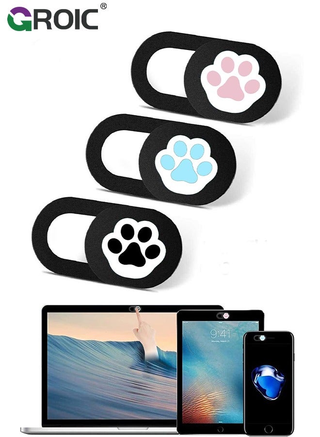 GROIC Webcam Cover 3 Pack Slide Ultra Thin Laptop Camera Paw Paw Cover Slide for Echo Show, Phone, Computer, Tablet, Mac Air, Chromebook, PC - Image 1
