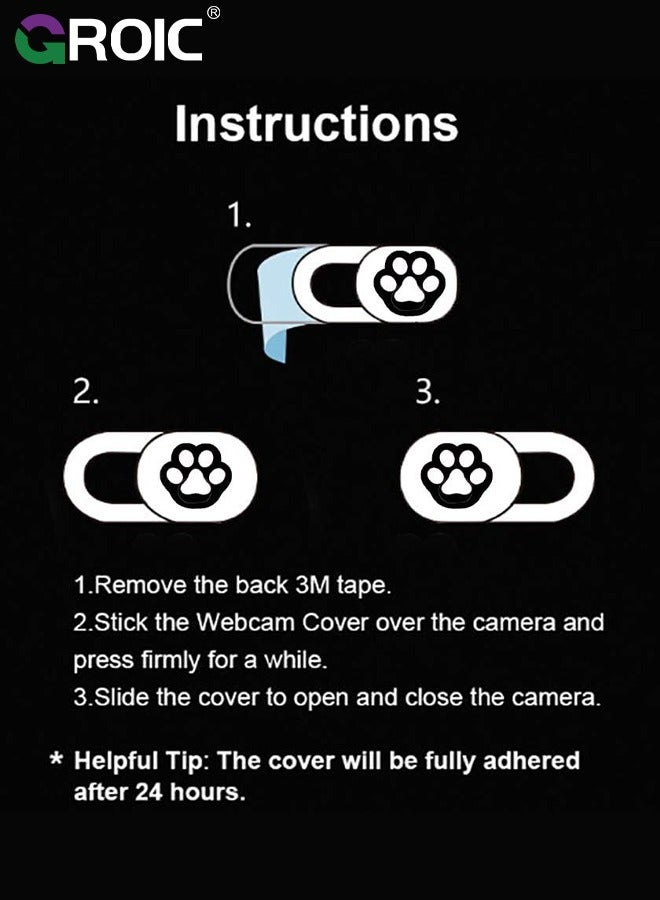 GROIC Webcam Cover 3 Pack Slide Ultra Thin Laptop Camera Paw Paw Cover Slide for Echo Show, Phone, Computer, Tablet, Mac Air, Chromebook, PC - Image 5