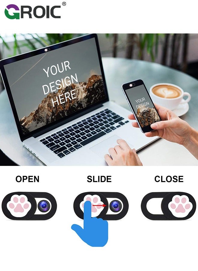 GROIC Webcam Cover 3 Pack Slide Ultra Thin Laptop Camera Paw Paw Cover Slide for Echo Show, Phone, Computer, Tablet, Mac Air, Chromebook, PC - Image 2