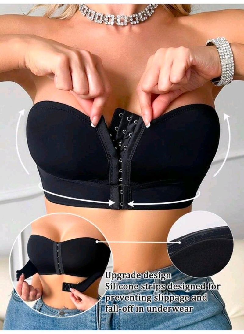 SHEIN-Upgraded Double Front Clasp Pushup Padded Bra, Easy To Match Women's Lingerie - Image 1