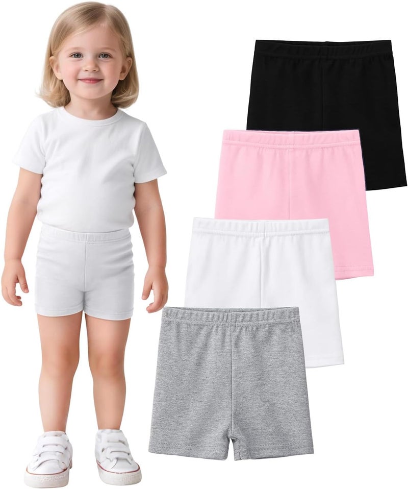 ZONEY 4 Pack Cotton Toddler Girls Shorts - Breathable Comfy Under Dress Shorts - Image 1