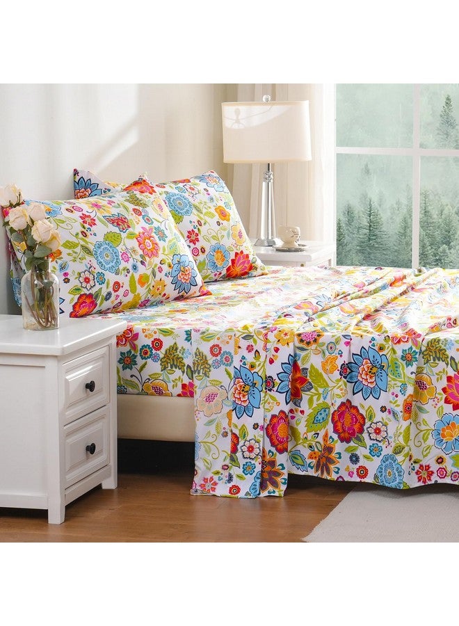 Bedlifes Queen Sheet Set Ultra Soft Breathable Silky Flower Bed Sheets Deep Pocket 100% Microfiber Bedding Sheets 4 Piece Queen Size Floral Spring - Image 4