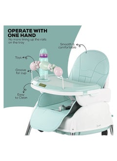 umbrella Umbrella 4 in 1 Convertible High Chair for Kids with Adjustable Height and Footrest, Baby Toddler Feeding Booster Seat with Tray, Wheels, Safety Belt and Cushion For 6 Months to 4 Years (green)  - Image 4