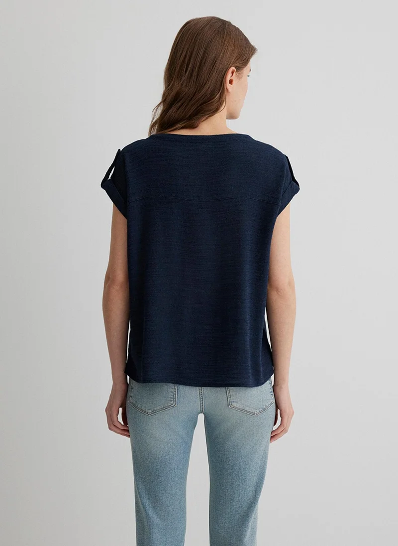 MAVI V Neck Navy Blouse