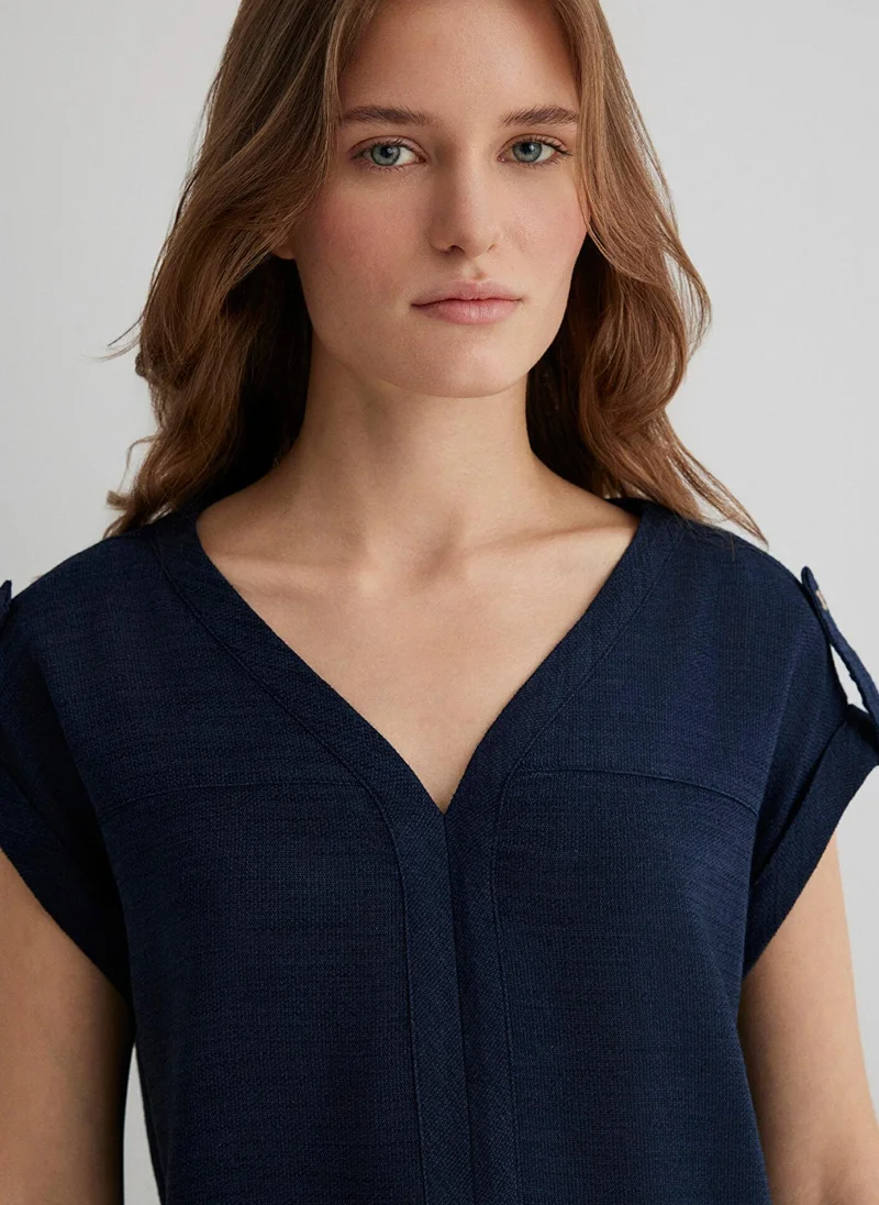 MAVI V Neck Navy Blouse