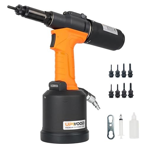 UPWOOD Heavy Duty Pneumatic Hydraulic Rivet Nut Tool, HPS6312 air Riveter Automatic Rivet Nut Gun Tool Setting Kit Come with M5, M6, M8, M10, 10-24, 1/4, 5/16, 3/8 Nose-Piece Assembly - Image 1