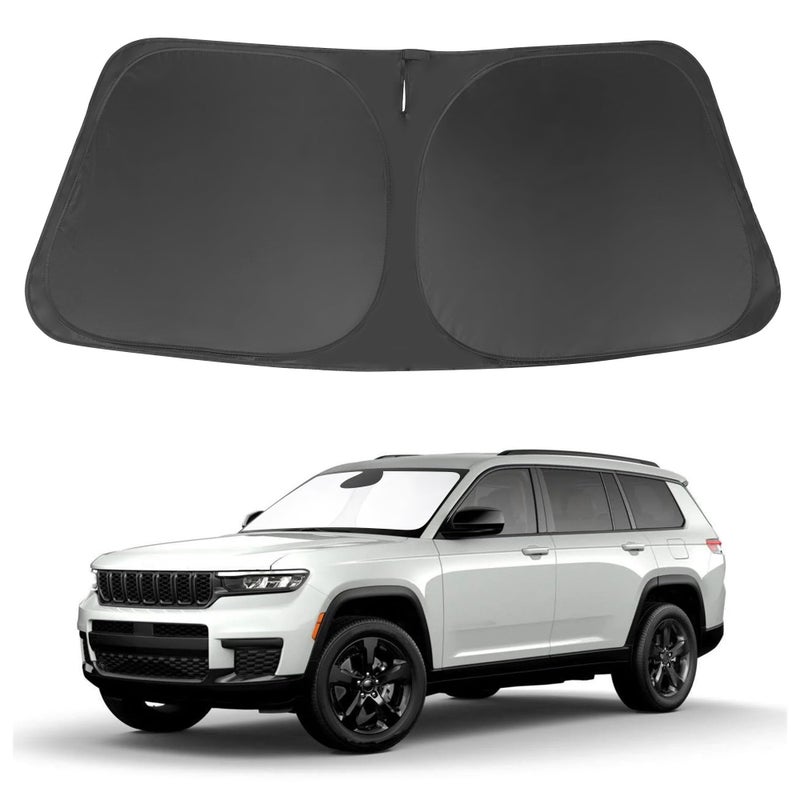 LHFLIVE Windshield Sun Shade Custom Fit 2021-2024 2025 Jeep Grand Cherokee L/Jeep Grand Cherokee SUV Accessories Front Window Sunshade Sun Visor Protector Blocks Rays - Image 3