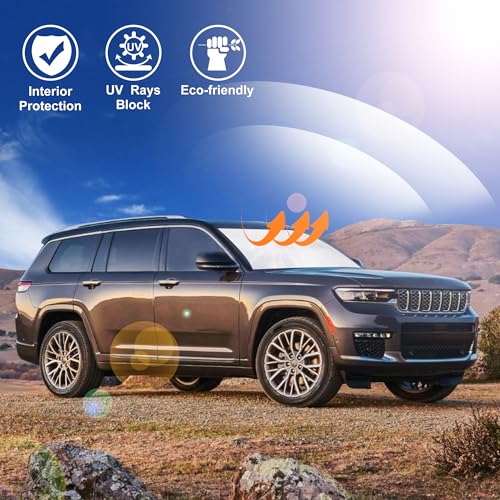 LHFLIVE Windshield Sun Shade Custom Fit 2021-2024 2025 Jeep Grand Cherokee L/Jeep Grand Cherokee SUV Accessories Front Window Sunshade Sun Visor Protector Blocks Rays - Image 5