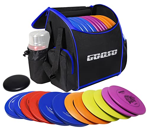 GOOSO Disc Golf Set with Bag 12 PCS Flying Disc Golf Discs for Beginner with Putter Midrange Driver Portable Disc Golf Backpack Holds 28 Discs Free Stand Bag Design for Convenient Use - Image 1