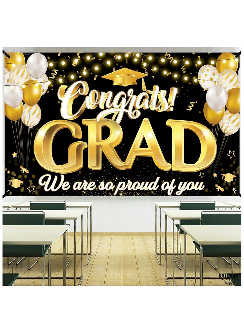 KATCHON Congrats Grad Banner - 72x44 Inch | Congrats Grad We are So Proud of You Banner, Graduation Decorations Class of 2025 |  2025 Graduation Party Decorations - Image 4