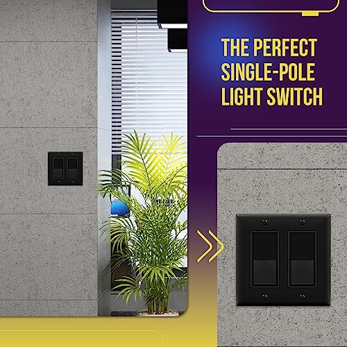 ENERLITES Decorator Paddle Rocker Light Switch, Gloss Finish, Single Pole, 3 Wire, Grounding Screw, Residential Grade,15A 120V/277V, UL Listed, 91150-BK-10PCS, Black (10 Pack) - Image 3