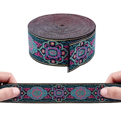 PH PandaHall 7 Yard Vintage Jacquard Ribbon 1 1/4 Inch Emobridered Woven Ribbon Floral Fabric Trim Fringe Boho Persian Tape for Eid Mubarak Ramadan Sewing Clothing Bag Embellishment Decorations - Image 5