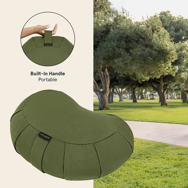 Retrospec Sedona Zafu Meditation Cushion with Buckwheat Hull Fill - Adjustable Yoga & Pilates Equipment Support - 17in Crescent Cotton Cover - Image 3