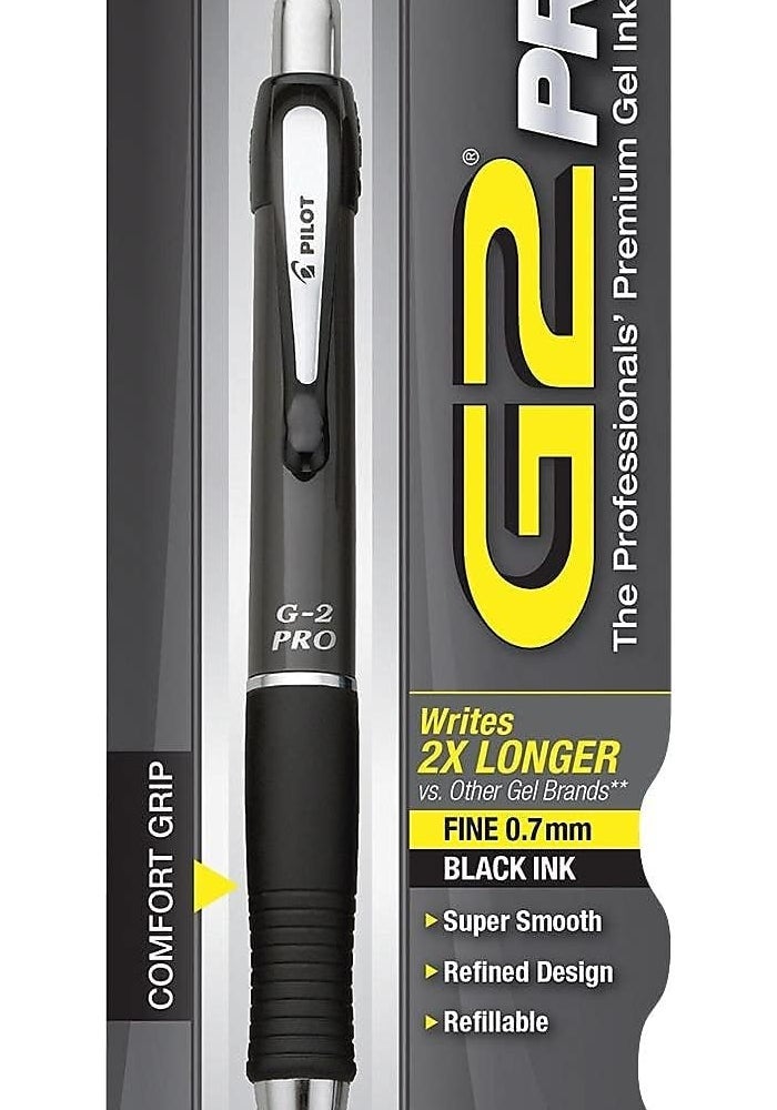 PILOT قلم رولر جل بايلوت G2 برو بريميوم - نقطة دقيقة 0.7 مم - حبر أسود مع جسم رمادي - Image 3