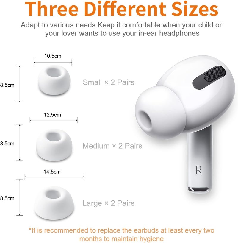 Link Dream 12 Pieces Replacement Ear Tips for AirPods Pro/AirPods Pro 2 Silicon Ear Buds Tips with Portable Storage Box (S/M/L) (6 Pairs) - Image 5