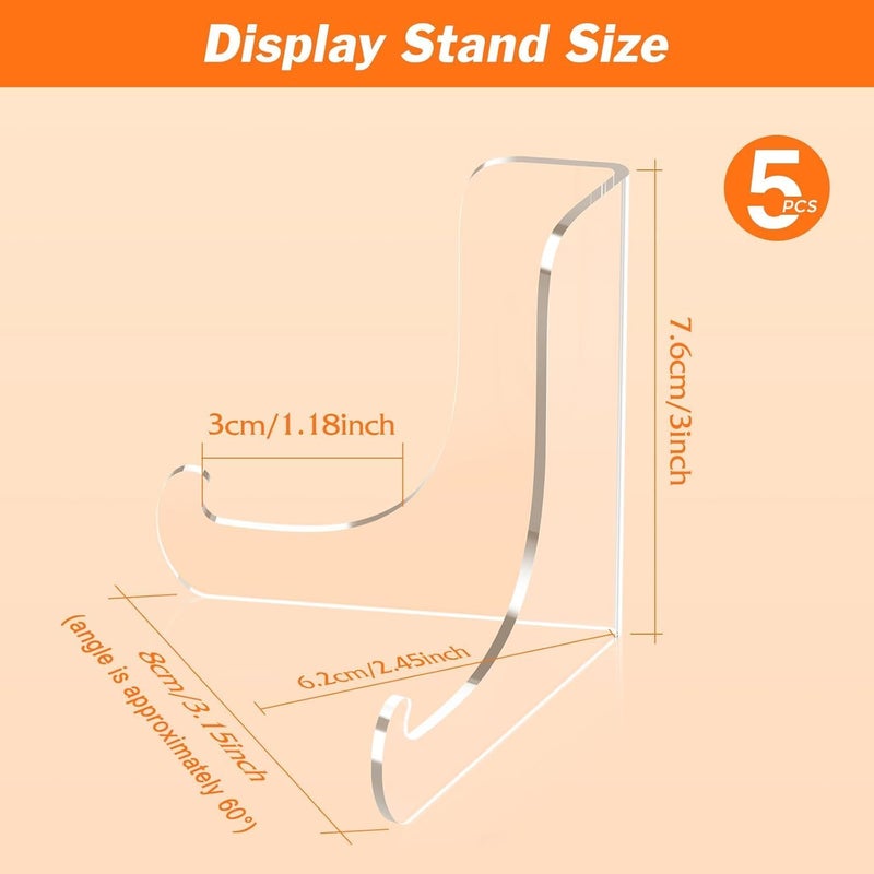 Beynant 5 Pack Acrylic Display Stand, Plate Stand for Display, Clear Easel Stand, Display Holder for Card, Frame, Picture, Magazine, Book, CD, Phone (Small/ 3 Inch) - Image 2