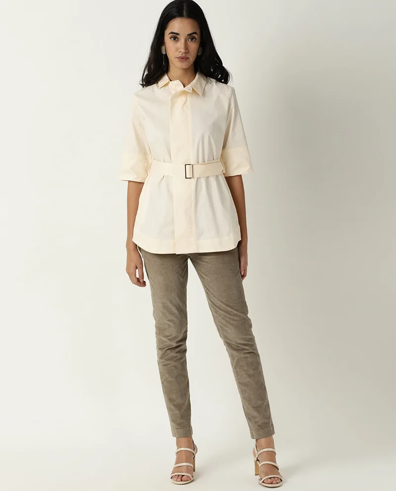 Rareism Women's Fit And Flare Solid Shirt With Concealed Placket