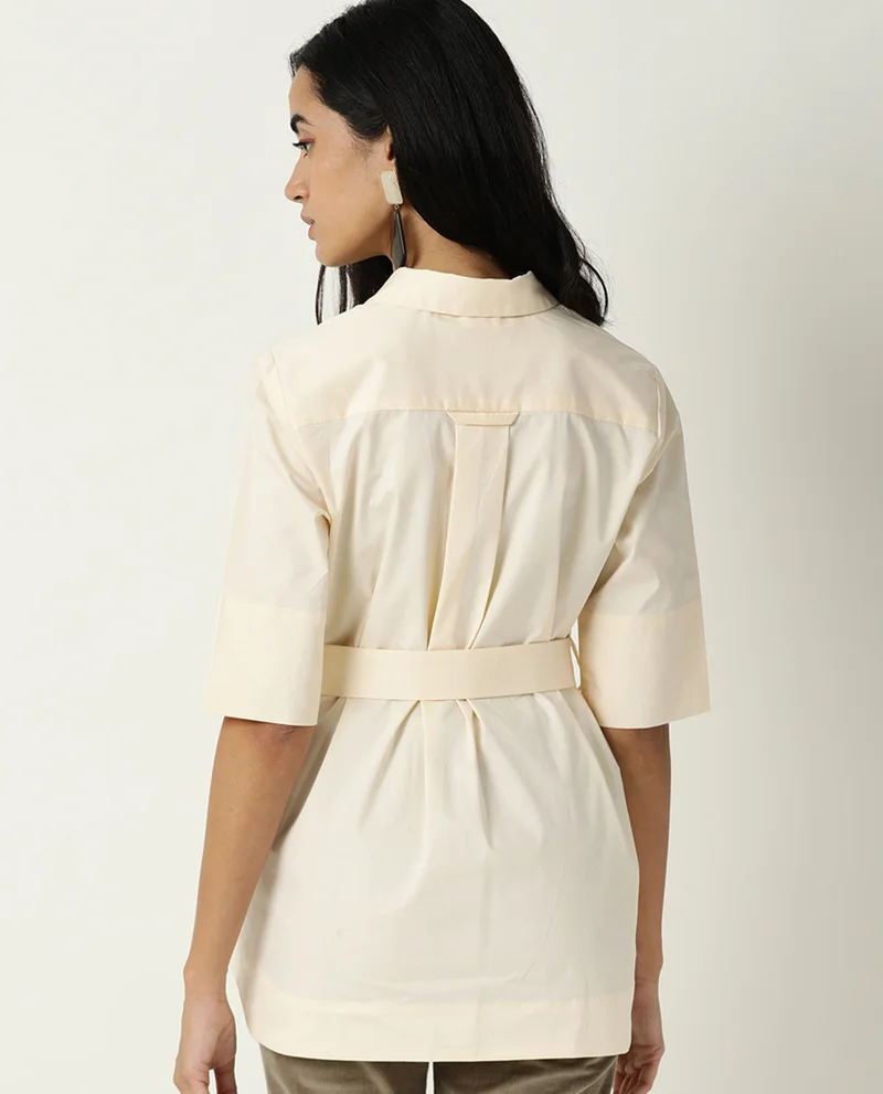 Rareism Women's Fit And Flare Solid Shirt With Concealed Placket