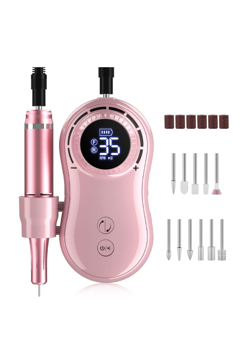 KASTWAVE Rechargeable Nail Drill Electric Nail File,Professional 35000RPM Nail Drills for Acrylic Nails, Manicure Pedicure Polishing with 11Pcs Nail Drill Bits and Sanding Bands for Home and Salon Use - Image 1