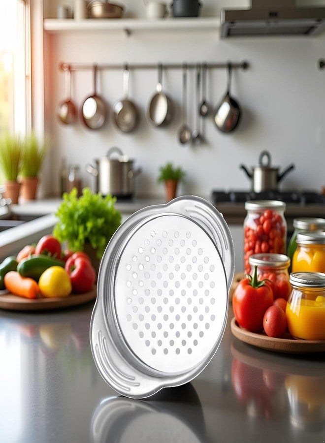 SelHeng Stainless Steel Food Can Strainer Sieve Metal Tuna Press Filter Canning Lid Colander Oil Drainer Kitchen Tools for Beans Vegetables (Silver) - Image 2