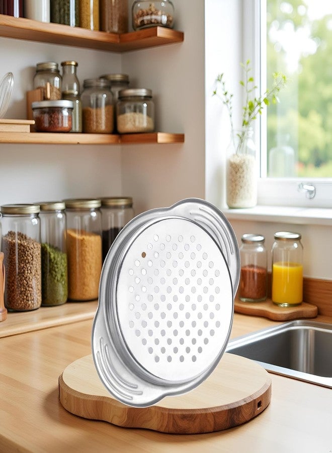 SelHeng Stainless Steel Food Can Strainer Sieve Metal Tuna Press Filter Canning Lid Colander Oil Drainer Kitchen Tools for Beans Vegetables (Silver) - Image 4