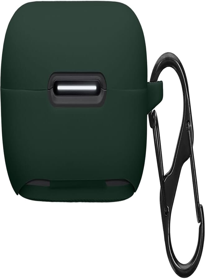 kwmobile Silicone Cover Compatible with Anker Soundcore P30i - Case Cover Stick-On Skin with Clip - Dark Green