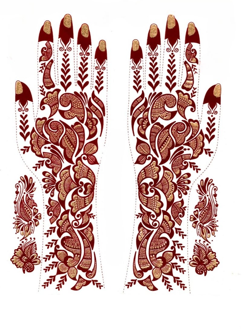 مملكة الإكسسوارات ملصق وشم حناء لليدين من أكسسورايز كينغدوم | وشم حناء مؤقت مقاوم للماء | فن الجسد للنساء والفتيات (AKM46) - Image 1