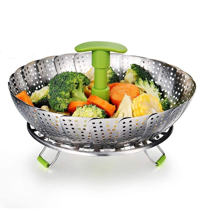 KREZON Steamer Basket Vegetable Steamer Basket Steamer Basket Stainless Steel 59 Inch Adjustable - Image 2