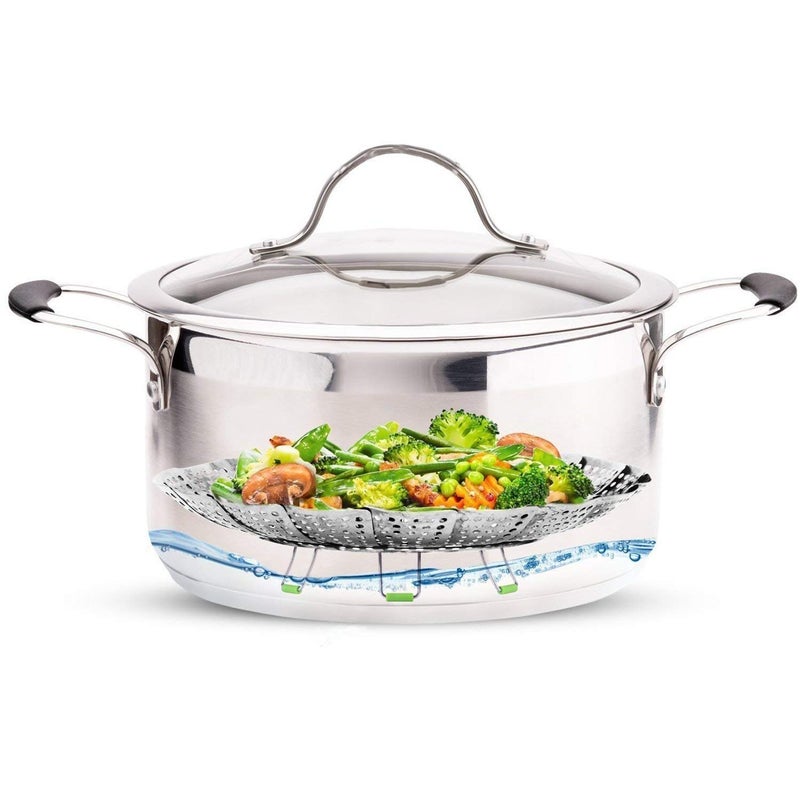 KREZON Steamer Basket Vegetable Steamer Basket Steamer Basket Stainless Steel 59 Inch Adjustable - Image 3