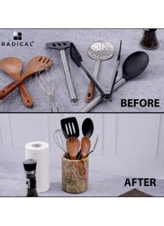 RADICALn RADICALN Handmade Marble Utensil Holder Green Kitchen Organizer Home Accessories  - Image 3