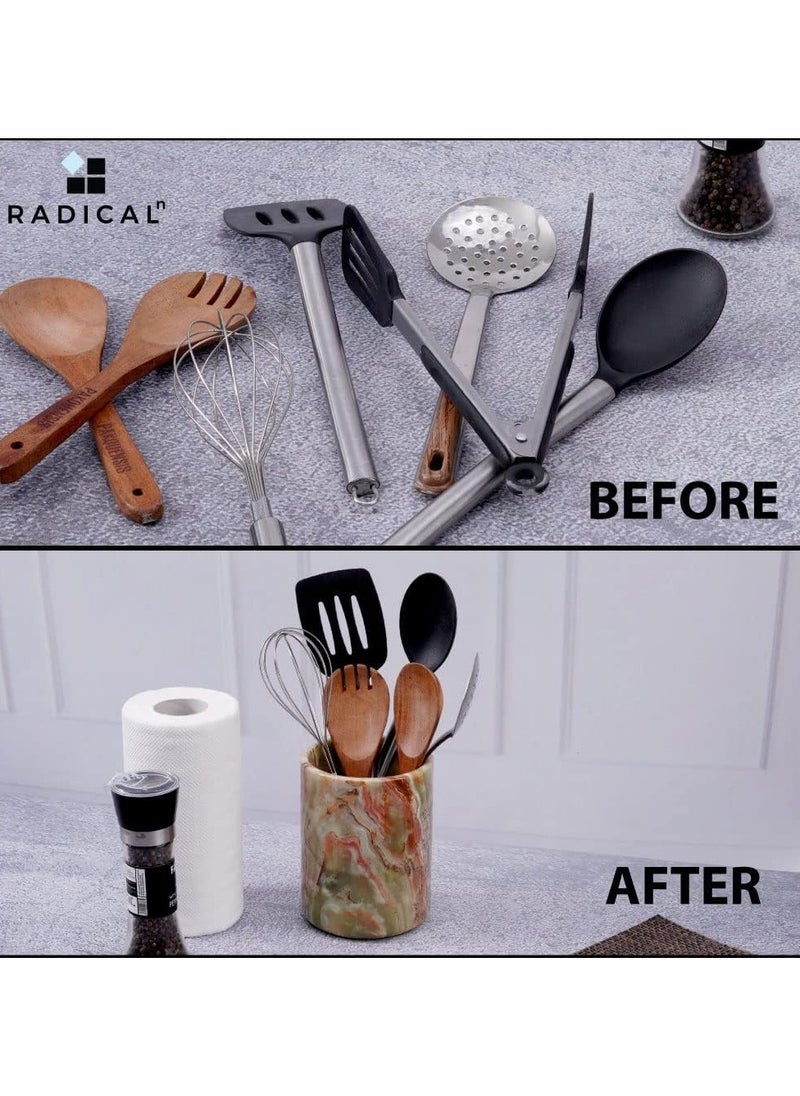 RADICALn - RADICALN Handmade Marble Utensil Holder Green Kitchen Organizer Home Accessories - Image 1